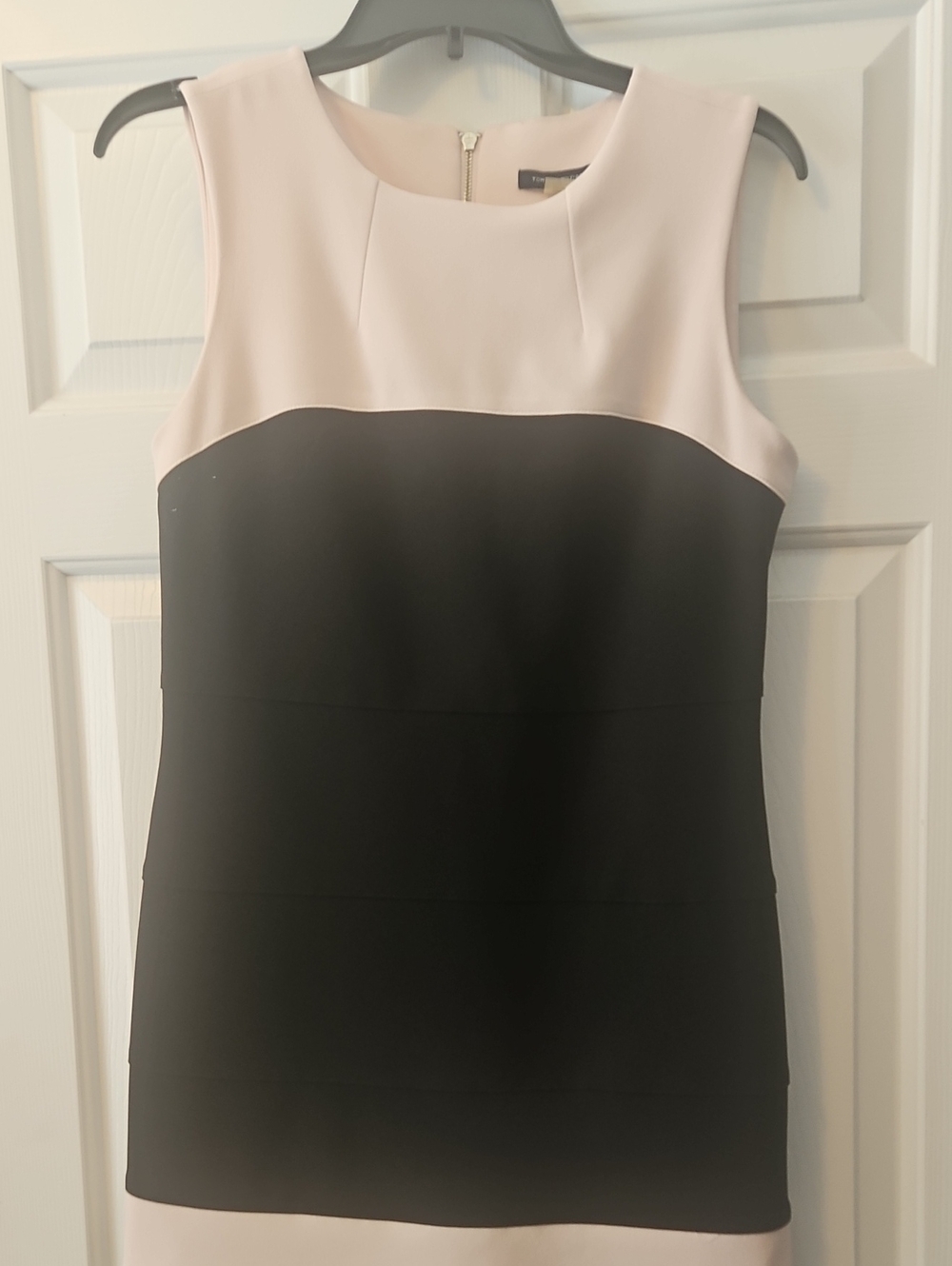 Tommy Hilfiger Two-Tone Blush and Black Mini Sheath Dress